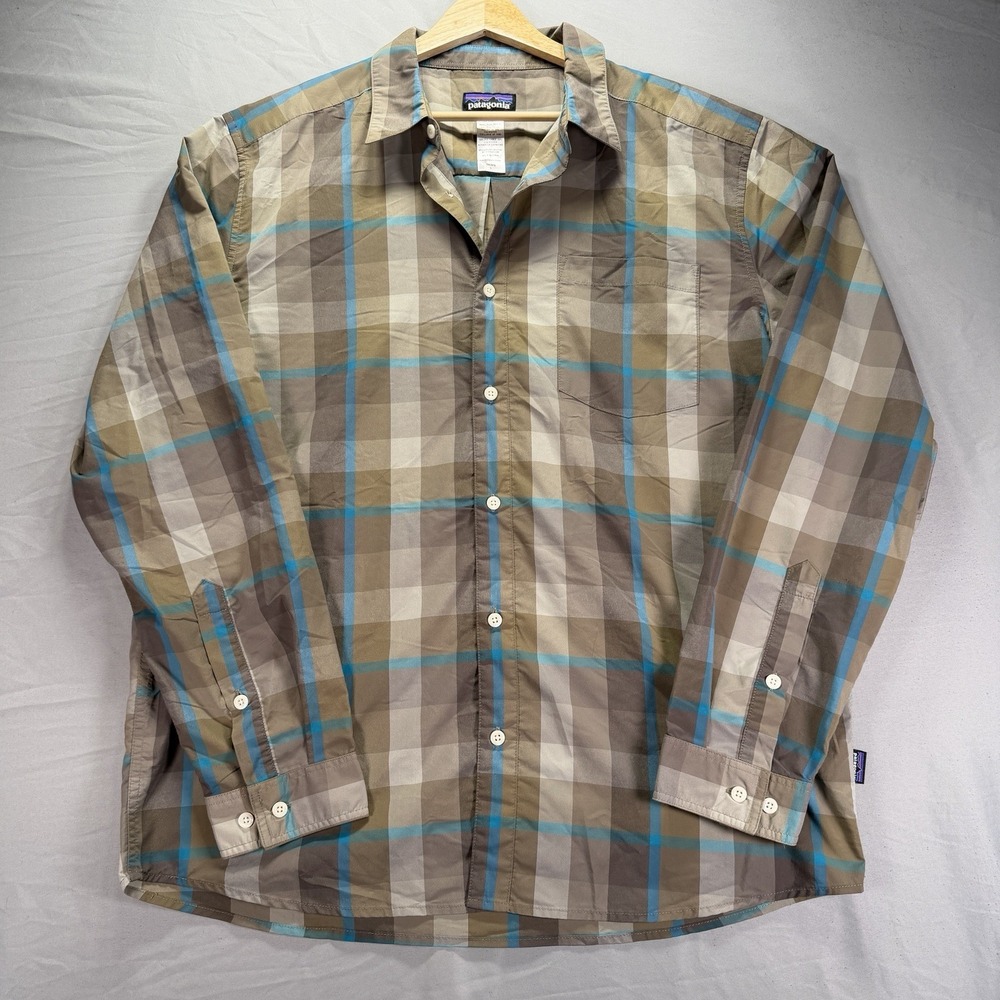 Patagonia Shirt Mens Large Button Up Performance Stretch Nylon Adventure Outdoor